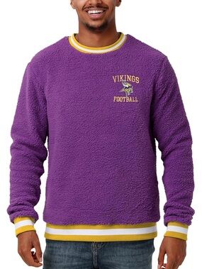 Men's Purple Vikings Football Sherpa Crewneck Sweater